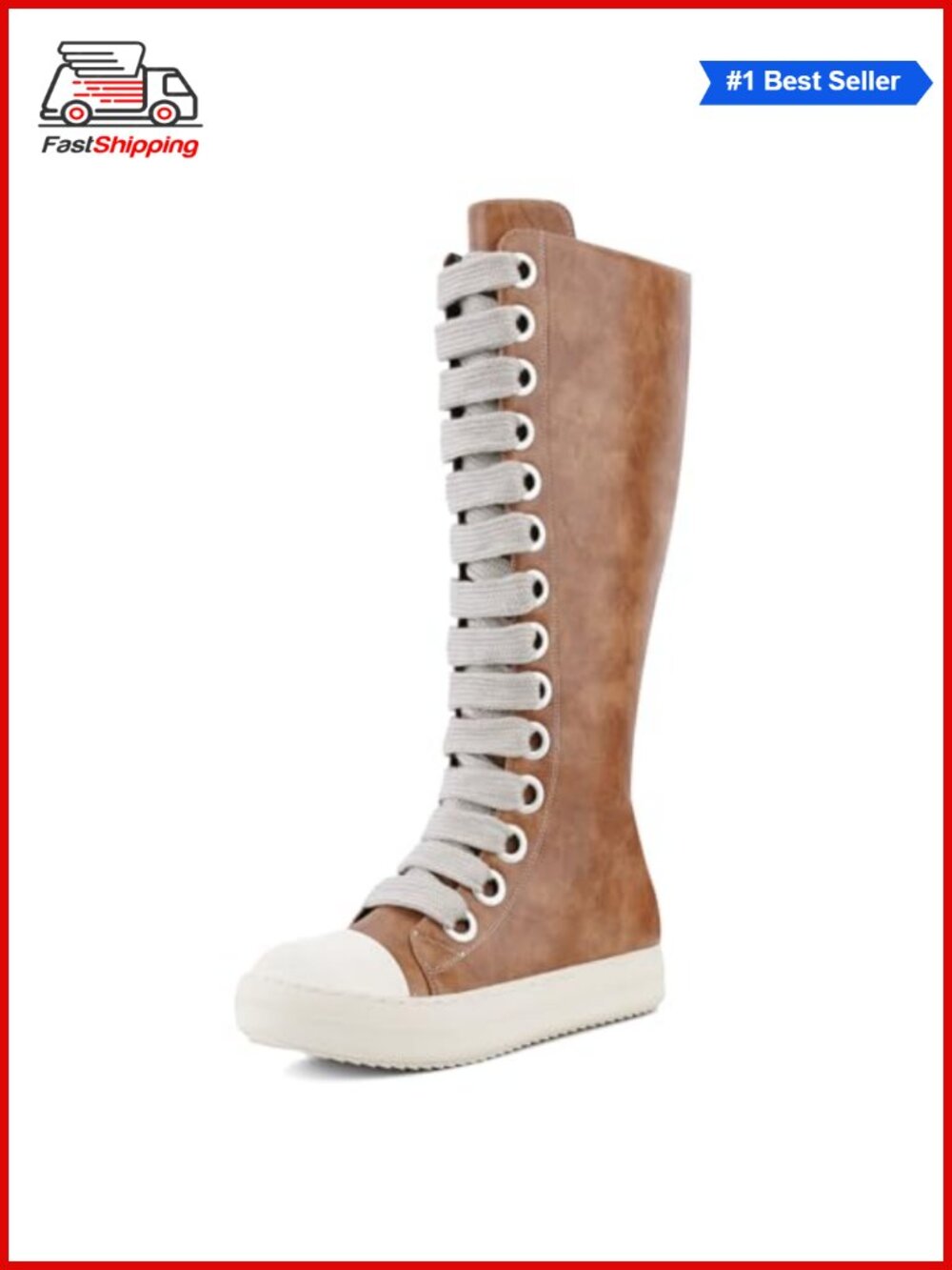 ✨ Knee-High Platform Boots Thick Laces Zip Comfort Walking Boots